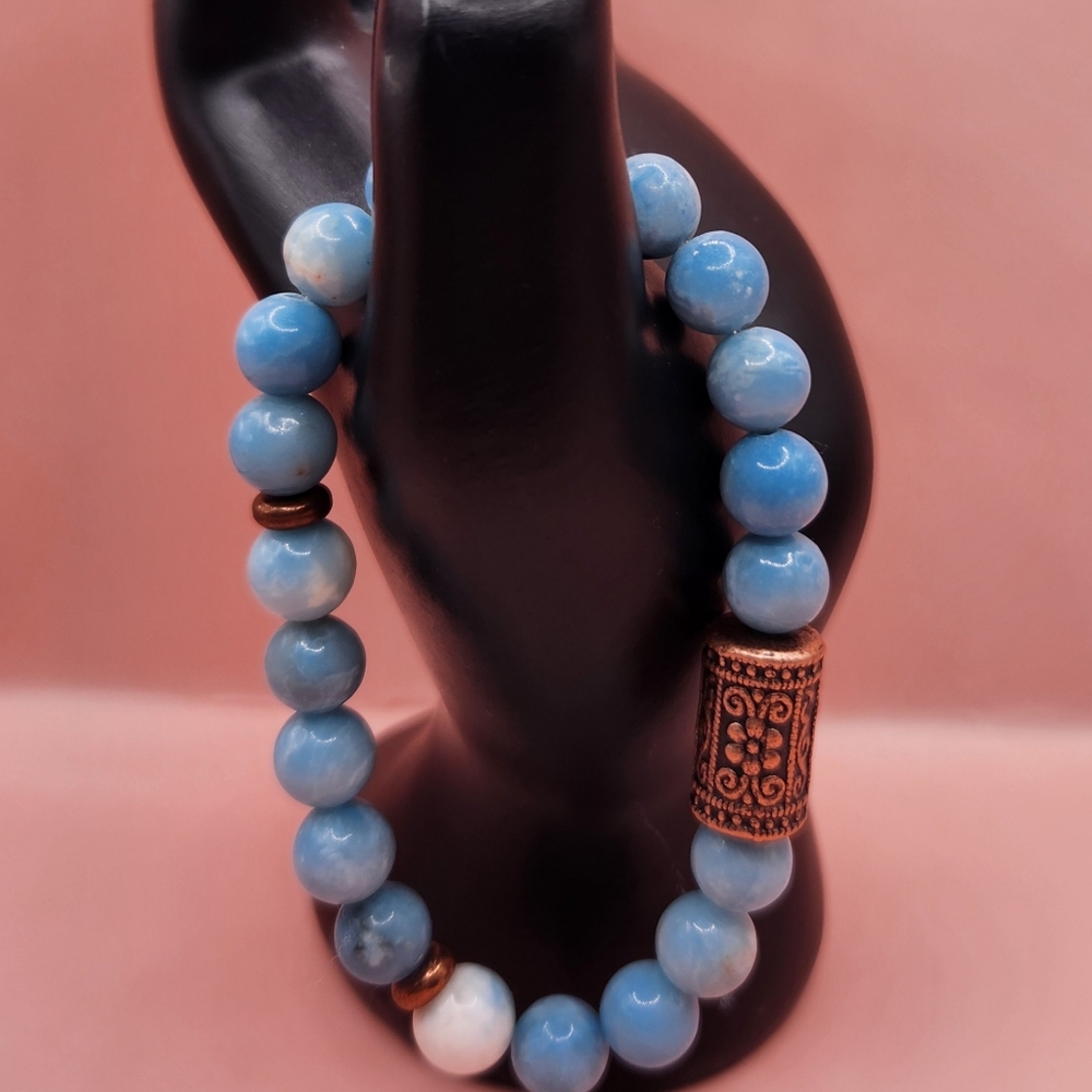Larimar and Copper Beaded Bracelet - Picture 3 of 6